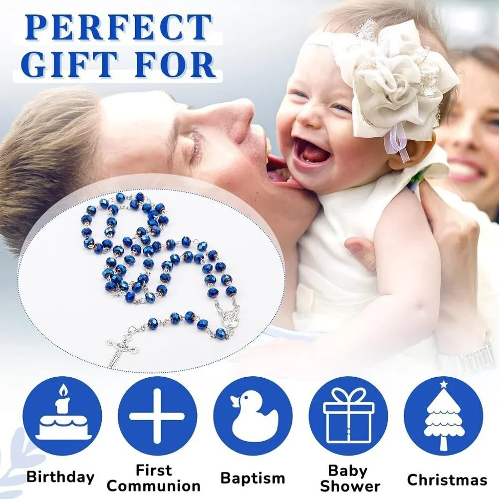 12 Pcs Catholic Rosary Beads Necklace with Cross Prayer Gifts with Organza Bags - Picture 7 of 7